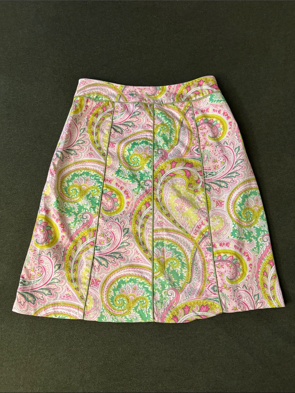 Chadwicks Pink and Green Paisley A-Line Skirt